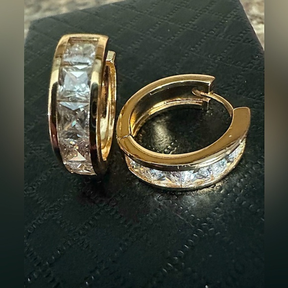 18k gold diamond channel hoops 18mm